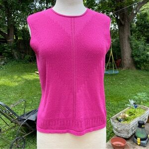 Jones New York Fuschia Nylon Pointelle Sweater Top Size S